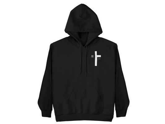 At the Cross, Black and White Unisex Christian Hoodie Available 9/2/24 in stock PreOrder 8/2/24